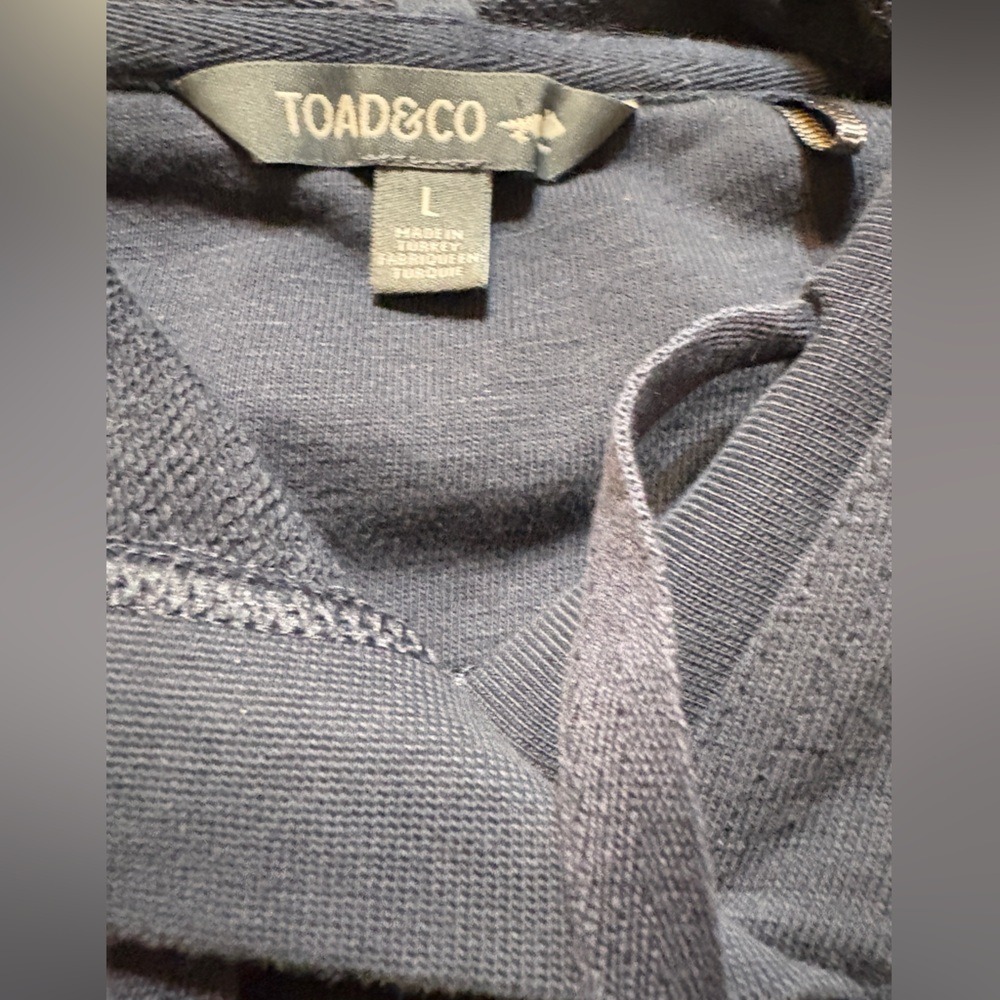 Toad&Co Navy Blue 100% Organic Cotton Hooded Long Sleeve Dress Large‎ - Picture 5 of 11
